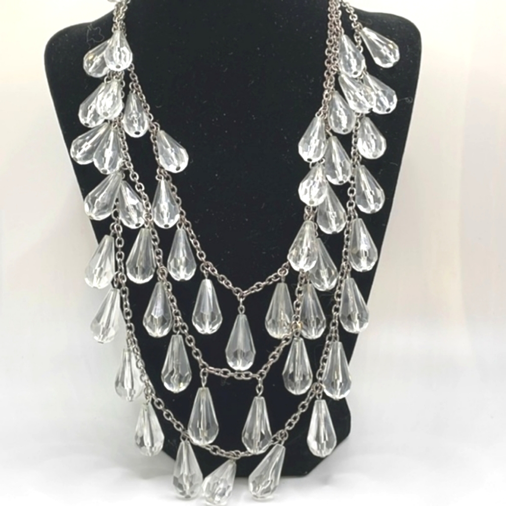 Multi-layer Acrylic Drop Statement Bib Necklace